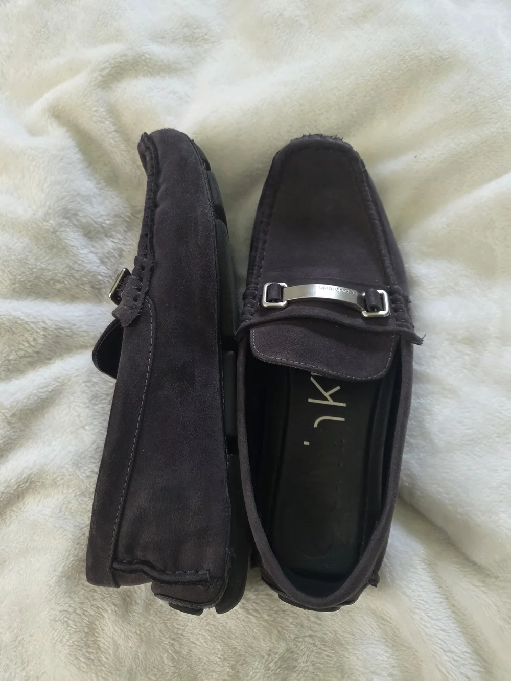 Calvin Klein Men's Dark Grey Suede Moccasin Loafers